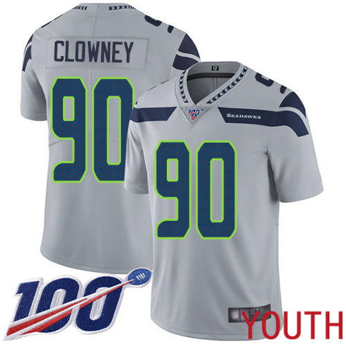 Seattle Seahawks Limited Grey Youth Jadeveon Clowney Alternate Jersey NFL Football 90 100th Season Vapor Untouchable